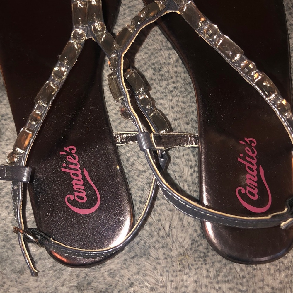 🌶️🌶️🌶️ Candies Silver Rhinestone Sandals - Picture 3 of 8